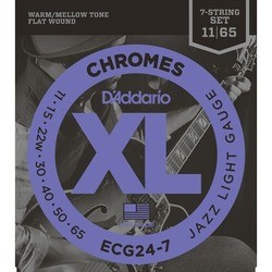 DAddario XL Chromes Flat Wound 7-String Jazz 11-65