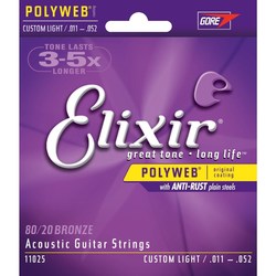 Elixir Acoustic 80/20 Bronze PW Custom Light 11-52