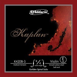 DAddario Kaplan Violin E Strings 4/4 Medium Carbon Steel