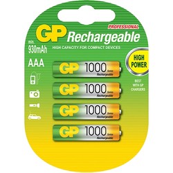 GP Rechargeable 4xAAA 1000 mAh
