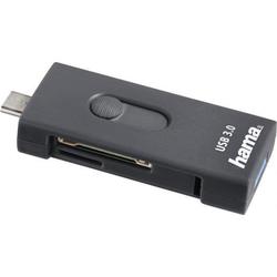 Hama USB 3.1 Type C + USB 3.0 Type A OTG Card Reader (серый)