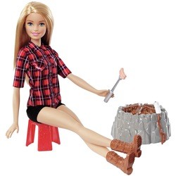 Barbie Camping Fun Doll with Light-Up Campfires FDB44