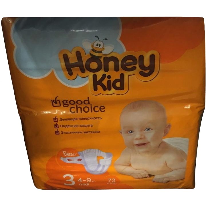 Хоней кид. Honey Kid подгузники 3. Подгузники Хани КИД 5. Honey Kid diapers Midi 3 / 72 PCS подгузники. Honey Kid 72 шт подгузники.