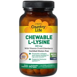 Country Life Chewable L-Lysine 600 mg 60 tab