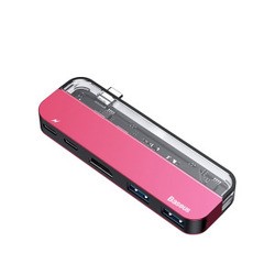 BASEUS Transparent Type-C Multifunctional HUB Adapter (красный)