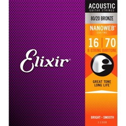 Elixir Acoustic 80/20 Bronze Baritone NW 8-String 16-70