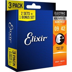 Elixir Electric Nanoweb Super Light 9-42 (3-Pack)