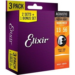 Elixir Acoustic Phosphor Bronze NW Medium 13-56 (3-Pack)