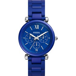 FOSSIL Limited Edition Carlie Multifunction Blue Ceramic Watch LE1097