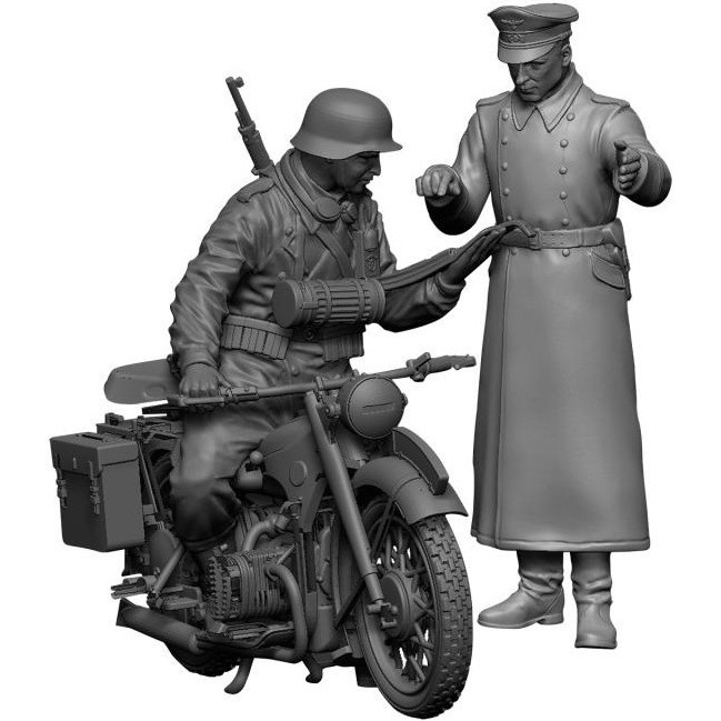 Zvezda German R-12 Heavy Motocycle with Rider and Officer (1:35)