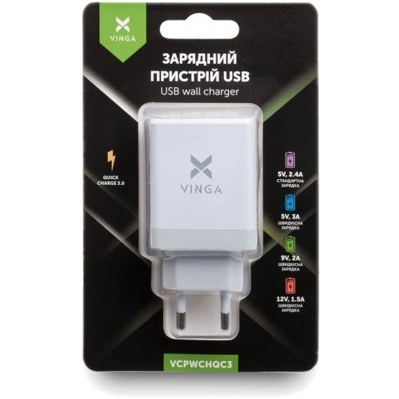 Vinga 3 Port USB Charger QC3.0 + 2x2.4A 30W