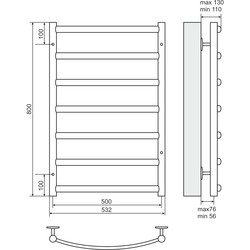 Terminus Atlanta Plus P7 500x800 (нержавеющая сталь)