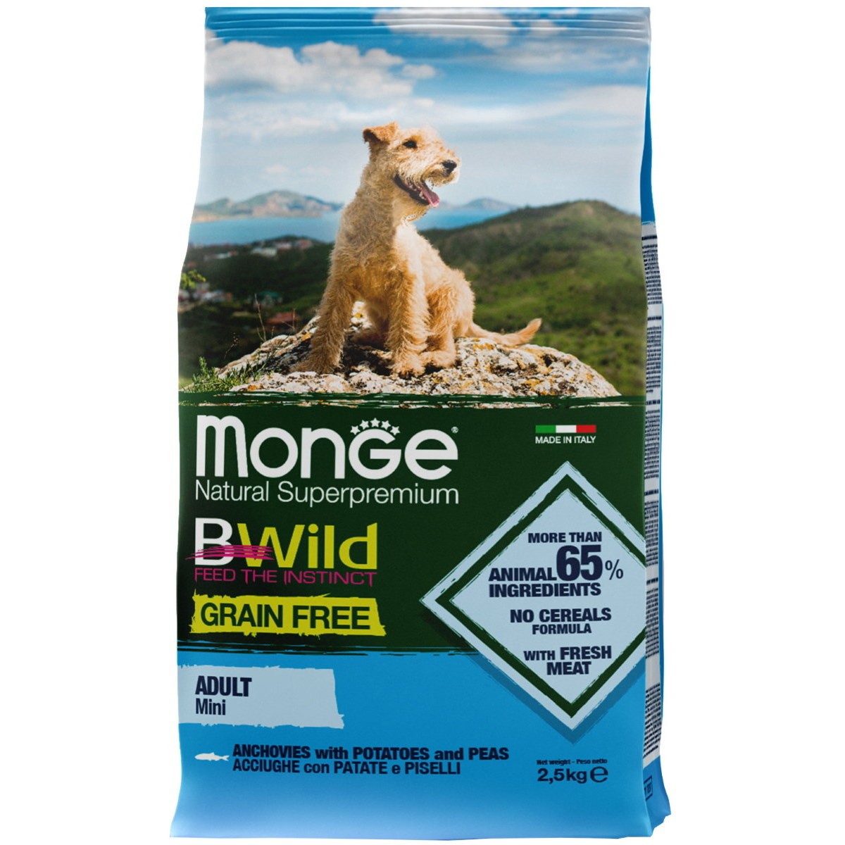 Monge BWild GF Adult Mini Anchovies/Potato/Peas 2.5 kg