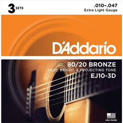 DAddario 80/20 Bronze 10-47 (3-Pack)