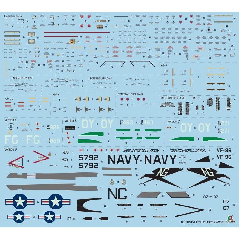 ITALERI F-4 C/D/J PHANTOM II ACES USAF-US Navy Vietnam ACES (1:72)