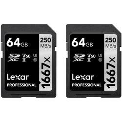 Lexar Professional 1667x SDXC 2-Pack 64Gb