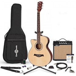 Gear4music Single Cutaway Left Handed Electro Acoustic Guitar Complete Pack