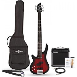 Gear4music Chicago 5 String Left Handed Bass Guitar 15W Amp Pack