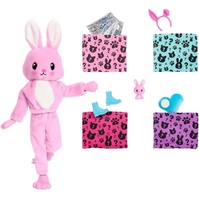 Barbie Cutie Reveal Doll with Bunny Plush Costume and 10 Surprises HHG19