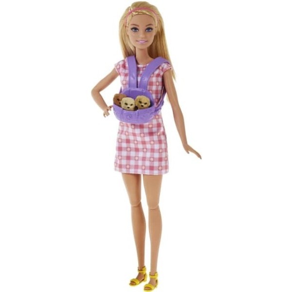 Barbie Doll And And Newborn Pups Playset With Dog HCK75