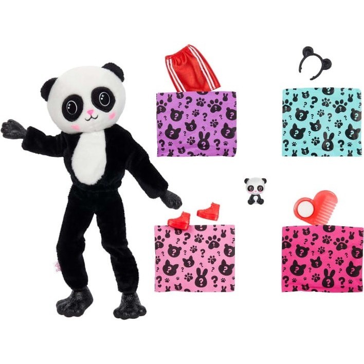 Barbie Cutie Reveal Doll with Panda Plush Costume and 10 Surprises HHG22