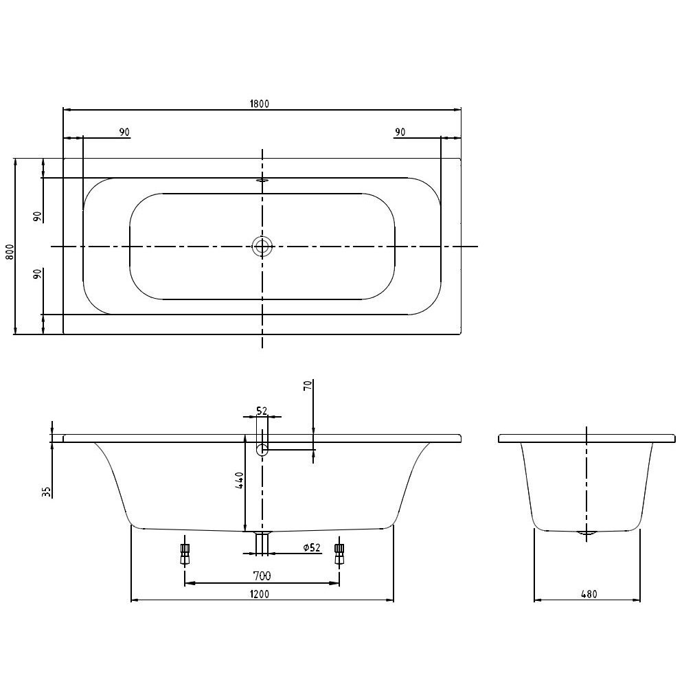 Villeroy &amp; Boch Loop &amp;amp; Friends Square Duo 180x80 UBA180LFS2V-01