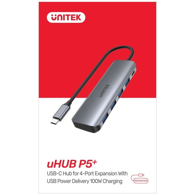 Unitek uHUB P5+ 5-in-1 USB-C Hub with 100W Power Delivery