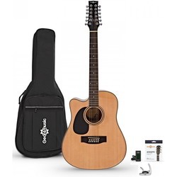 Gear4music Dreadnought Left-Handed 12-String Acoustic Guitar Pack