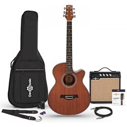 Gear4music Single Cutaway Electro Acoustic Guitar Amp Pack Mahogany