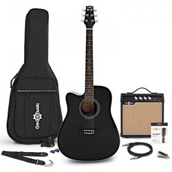 Gear4music Dreadnought Cutaway Left Handed Electro Acoustic Guitar 15W Amp Pack