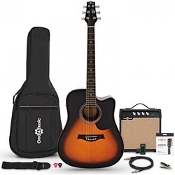 Gear4music Dreadnought Cutaway Electro Acoustic Guitar 15W Amp Pack