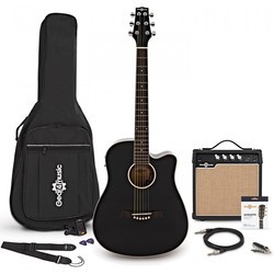 Gear4music 3/4 Size Electro-Acoustic Travel Guitar 15W Amp Pack