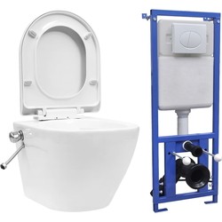 VidaXL Wall Hung Rimless Toilet with Concealed Cistern 3055348