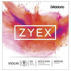 DAddario ZYEX Single Violin D String 3/4 Medium