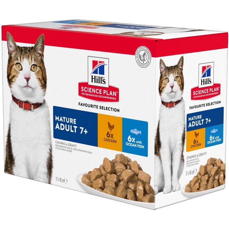 Hills SP Mature Adult 7+ Chunks&amp;Gravy Chicken/Ocen Fish 1.02 kg
