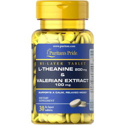 Puritans Pride L-Theanine 200 mg &amp; Valerian Extract 100 mg 30 cap