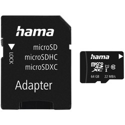 Hama microSDXC Class 10 UHS-I 22MB/s 64Gb + Adapter