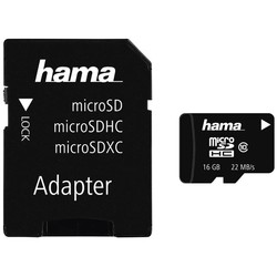 Hama microSDHC Class 10 UHS-I 22MB/s 16Gb + Adapter