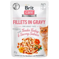 Brit Care Fillets in Gravy Tender Turkey/Savory Salmon 85 g