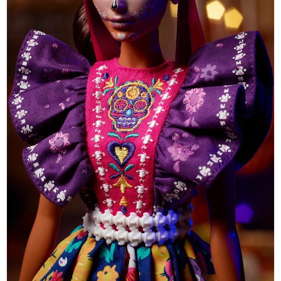 Barbie Dia De Muertos Doll In Ruffled Dress And Calavera Face Paint HBY09