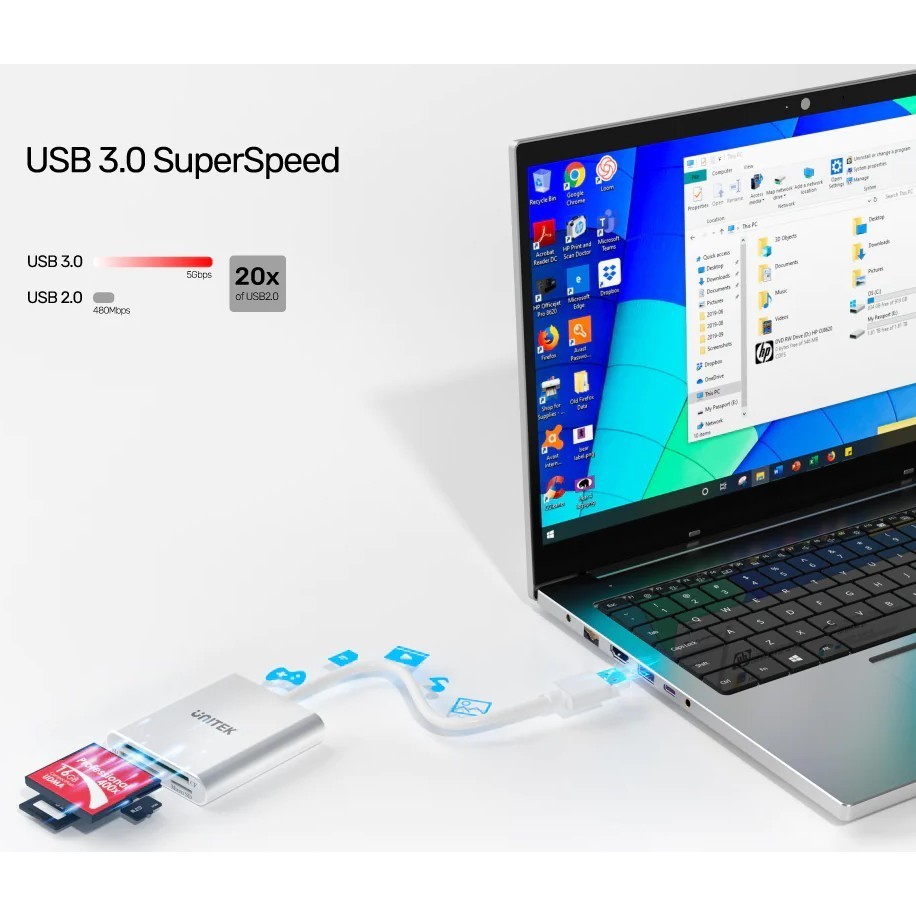 Unitek USB 3.0 3-Port Memory Card Reader