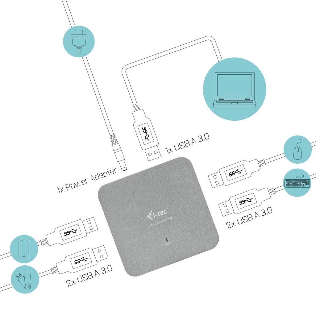 i-Tec USB 3.0 Metal Charging HUB 4 Port