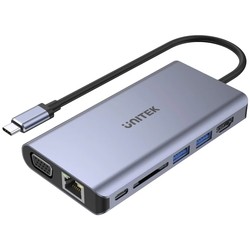 Unitek uHUB O8+ 8-in-1 USB-C Ethernet Hub with Dual Monitor, 100W Power Delivery and Card Reader