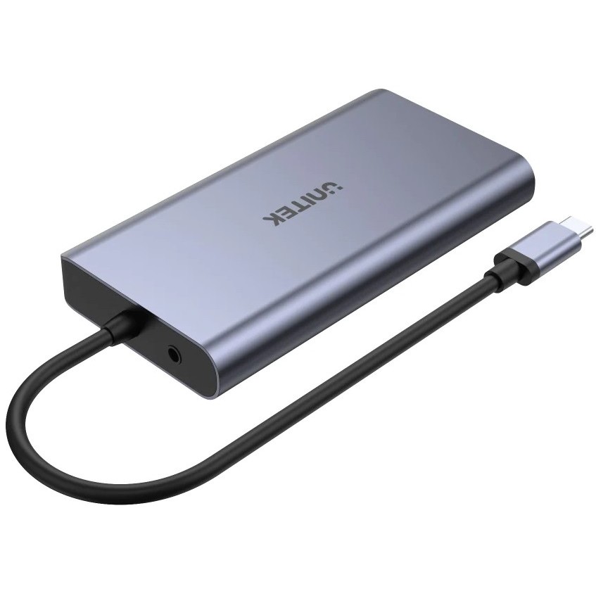 Unitek uHUB O8+ 8-in-1 USB-C Ethernet Hub with Dual Monitor, 100W Power Delivery and Card Reader