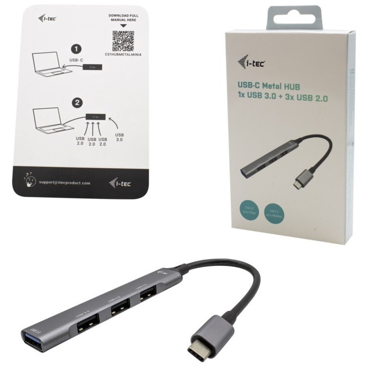 i-Tec USB-C Metal HUB 1x USB 3.0 + 3x USB 2.0