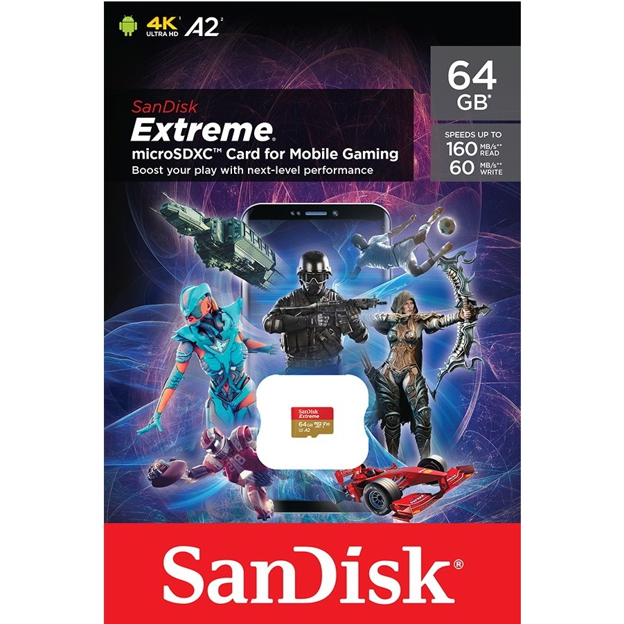 SanDisk Extreme V30 A2 UHS-I U3 microSDXC for Mobile Gaming 64Gb