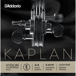 DAddario Kaplan Golden Spiral Violin E String Aluminium Wound Loop