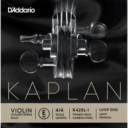 DAddario Kaplan Golden Spiral Solo Violin E String Loop End Light