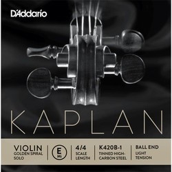 DAddario Kaplan Golden Spiral Solo Violin E String Ball End Light