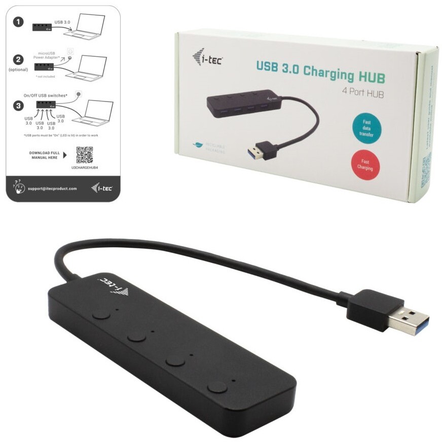 i-Tec USB 3.0 Metal HUB 4 Port with individual On/Off Switches